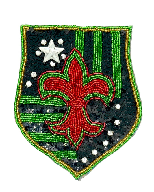 Sequin Fleur-de-Lis Crest - Sequins and Glass Beads 6" x 4.75"