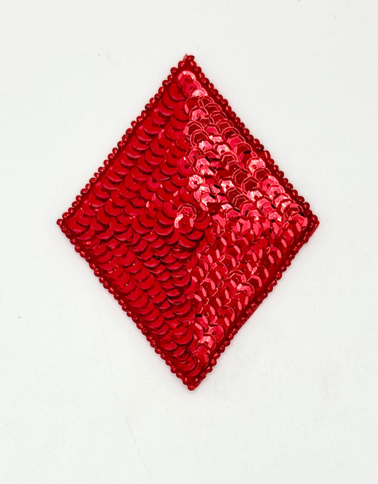 Diamond with Red Sequins and Beads 3.5" x 2.75"