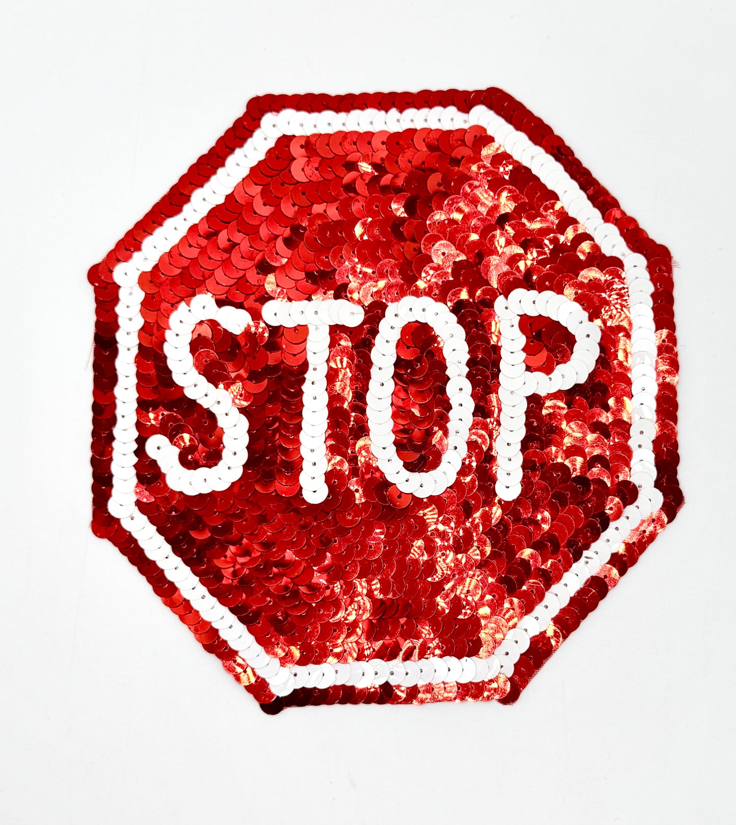 Stop Sign Red Sequins Two Sizes 6" x 6" and 10" x 10"