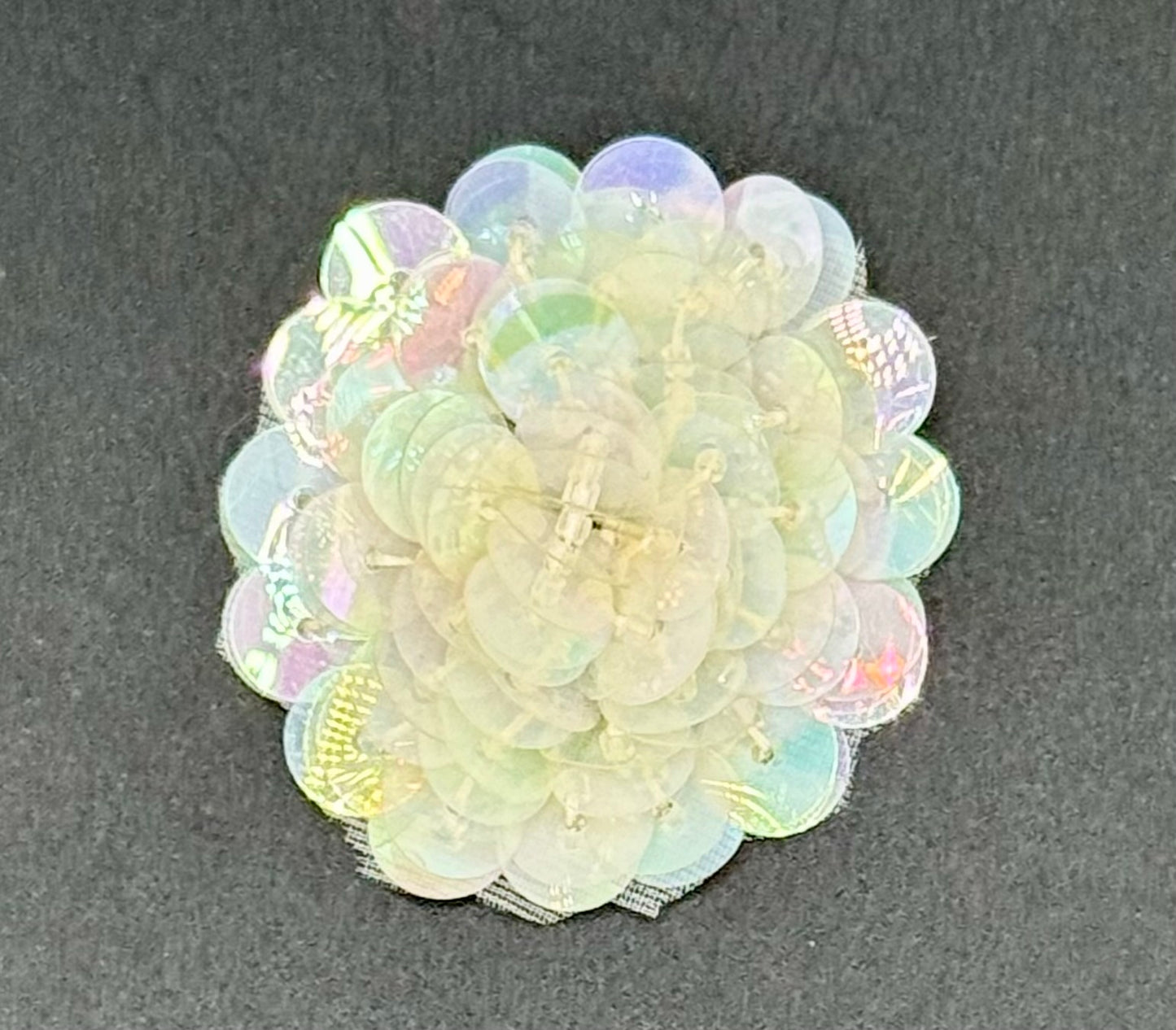 Flower - Hi Rise Multilayered Round Clear Iridescent Sequins 1.5"