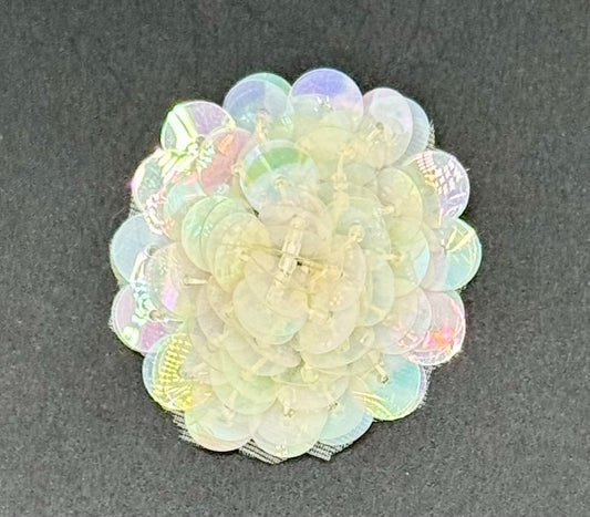 Flor - Lentejuelas redondas iridiscentes transparentes multicapa de 3,8 cm de altura