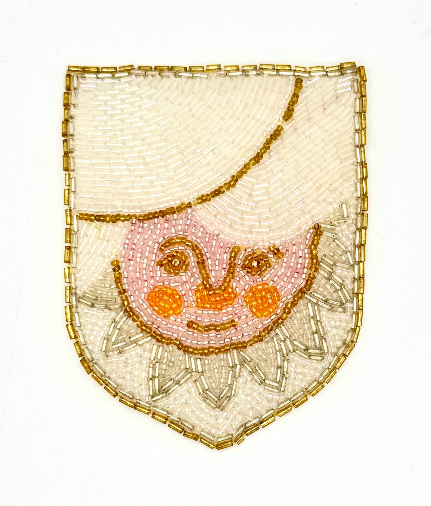 Vintage Sun Crest Patch - Multicolored Beads 4.75" x 3.5"