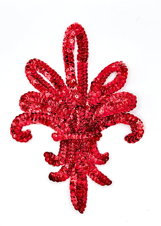 Fleur de lis with Red Sequins 7" x 5"