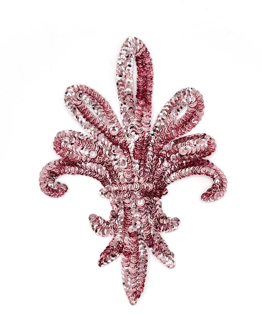 Fleur de lis - Orchid Pink Sequins 7" x 5"