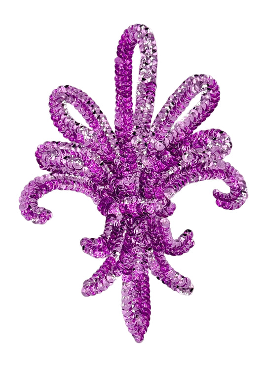 Fleur de lis - Fuchsia Sequins 7" x 5"