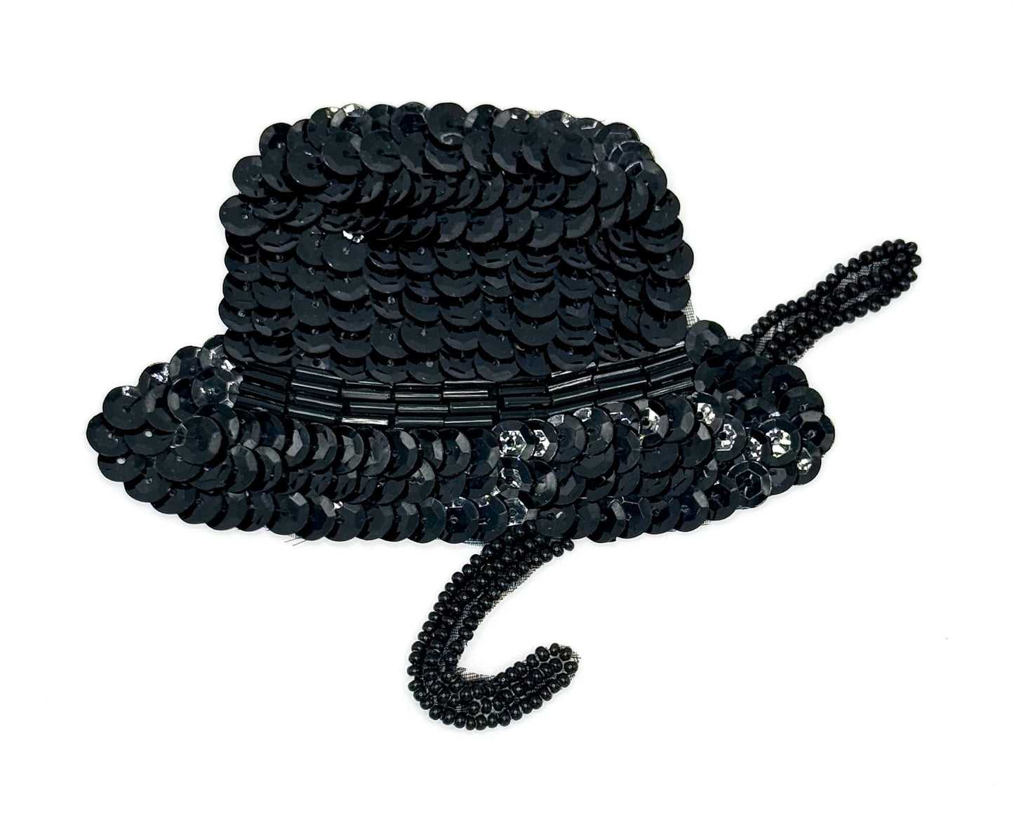 Hat and Cane with Black Sequins and Beads 4.25" x 3.25"