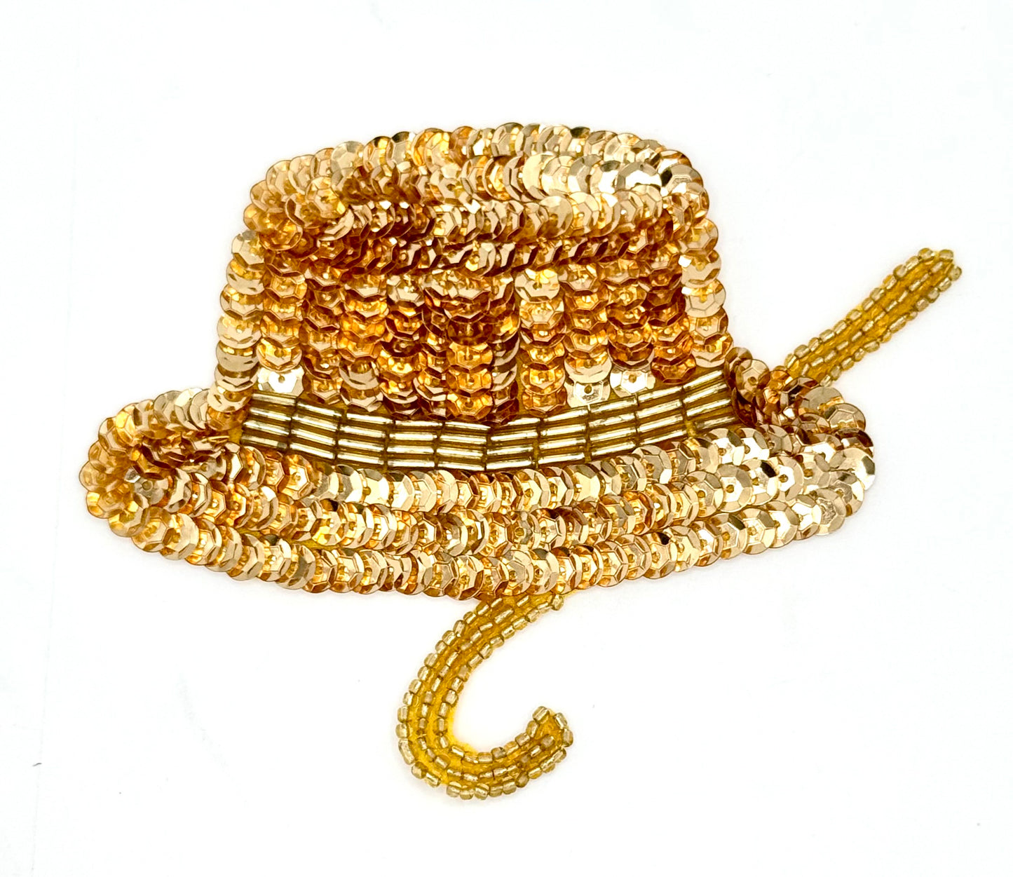 Hat and Cane with Gold Sequins and Beads 4.75" x 3.5"