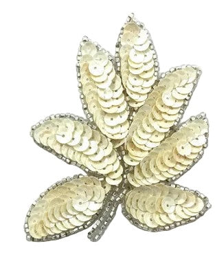 Leaf Pairs or Single in Various Color Sequins with Silver beads 4" x 3"