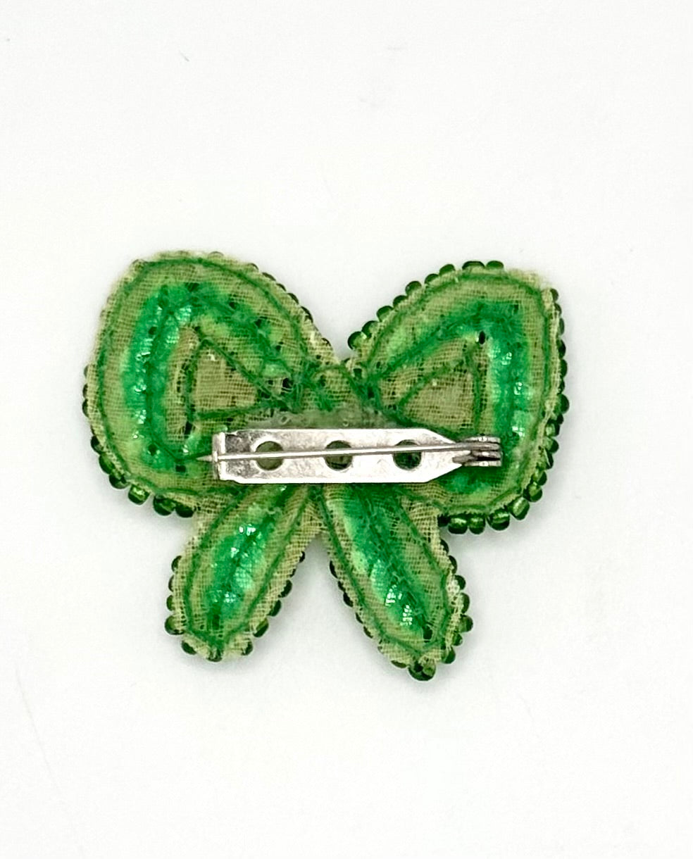 Lazo - Lentejuelas Verdes y Cuentas de Cristal 4,45 cm x 3,81 cm