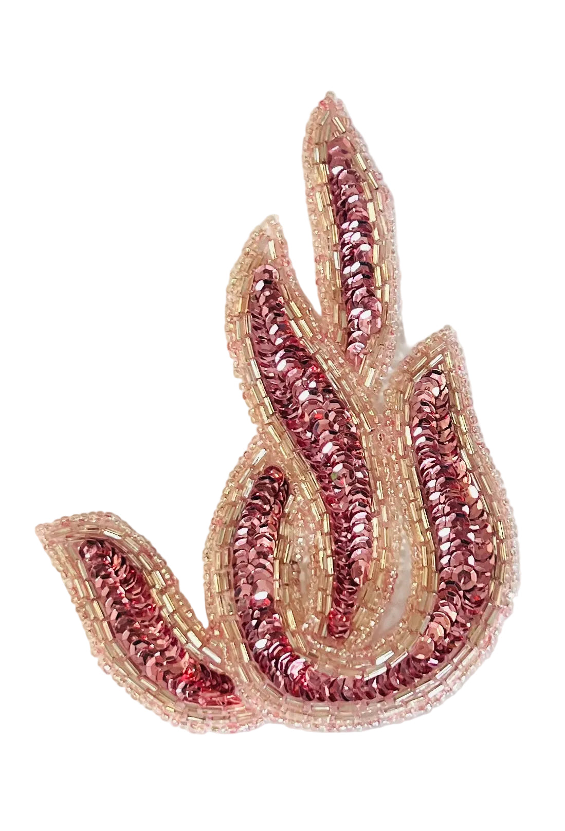 Motivo de Diseñador de Espirales, Lentejuelas Rosas y Cuentas Rosa Claro de 14 cm x 9 cm