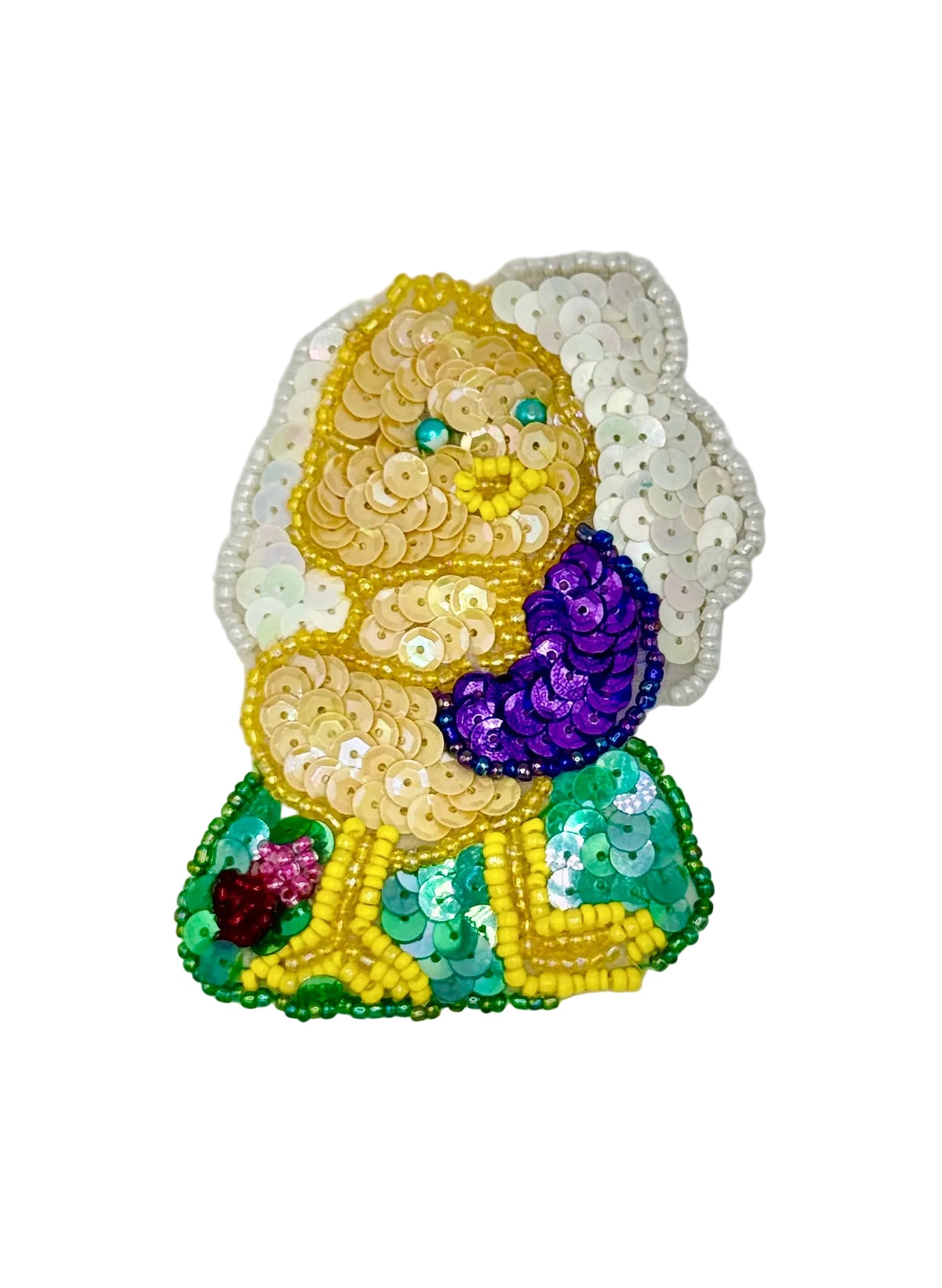 Easter Chick  with Easter Eggs - Multicolored Sequins and Beads - 3.5" x 2.5"
