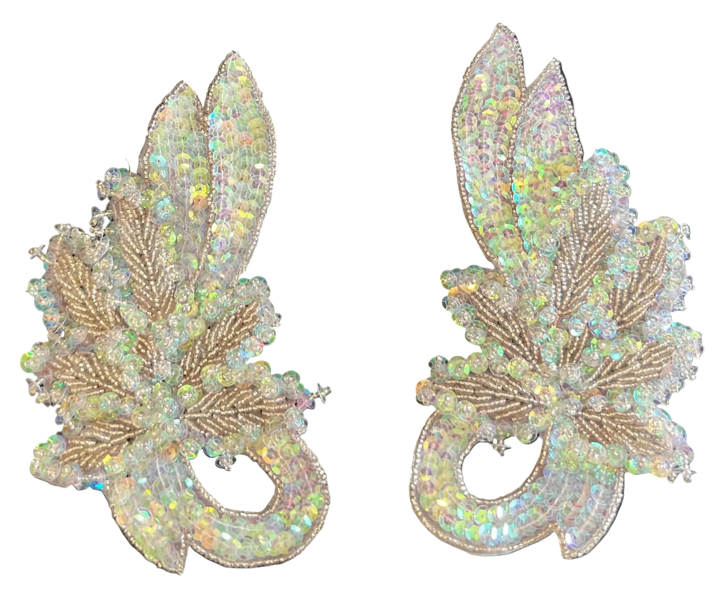 Motif Pair with Iridescent Pair Lime High Rise Sequins and Beads 7" x 4"