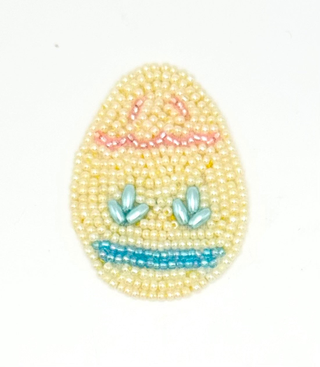 Yellow Beaded Easter Egg - All Glass Beads 2" x 1.5"