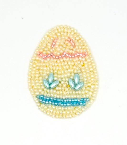 Yellow Beaded Easter Egg - All Glass Beads 2" x 1.5"