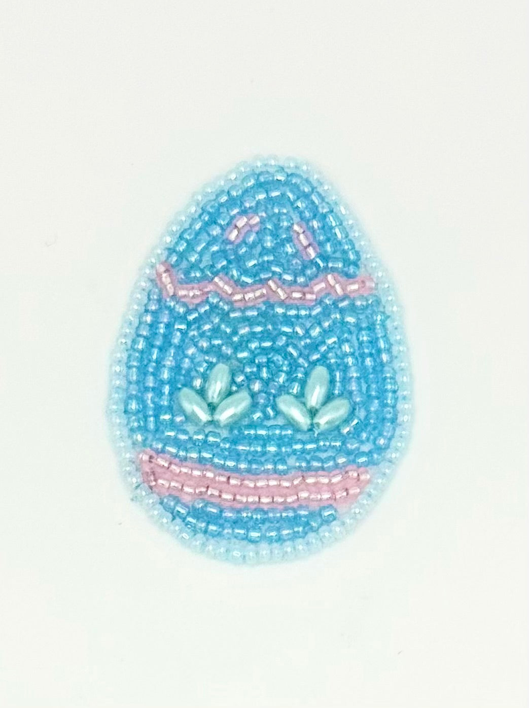 Beaded Blue and Pink Easter Egg 2" x 1.5"