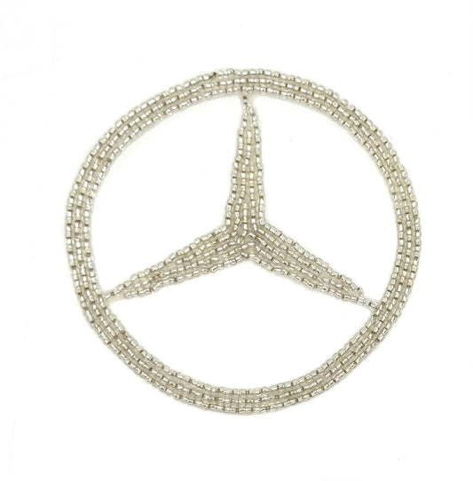 Mercedes Emblem - Silver Glass Beads 3.5"