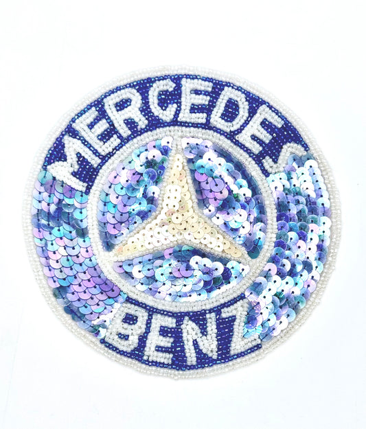 Parche de lentejuelas Mercedes Benz - Azul y blanco 6"