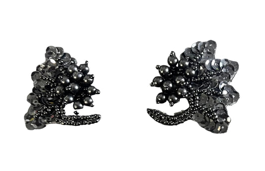 Epaulet Flower Pair Black 1.5" x 2"