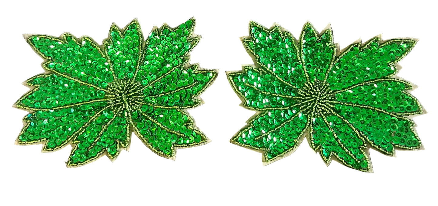 Par de flores Elección de color Lentejuelas y cuentas verdes