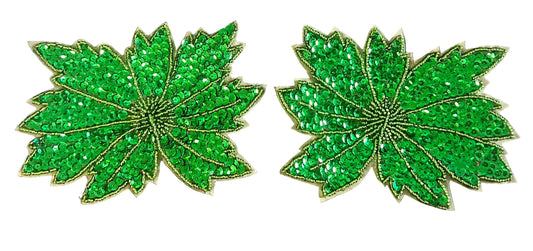 Par de flores Elección de color Lentejuelas y cuentas verdes