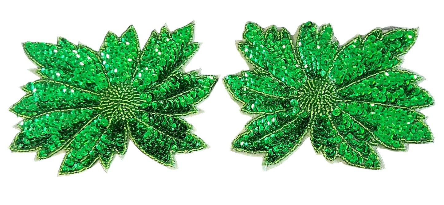 Par de flores Elección de color Lentejuelas y cuentas verdes