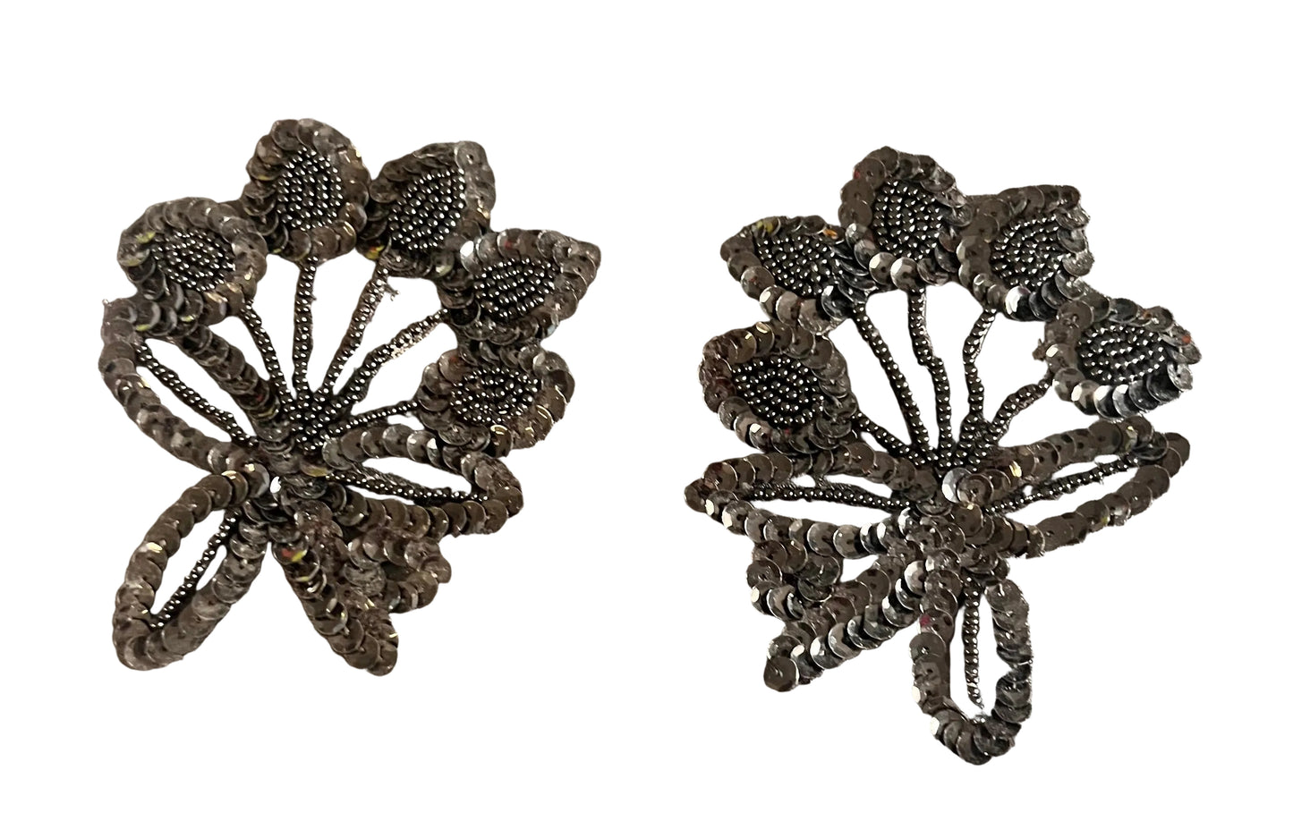 Flower with Black Sequins and Beads 3" x 3.5"