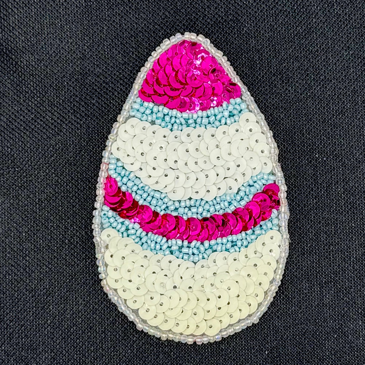 Sequin Easter Egg - Sequins and Glass Beads - 3.5" x 2.25" - Pre-glued