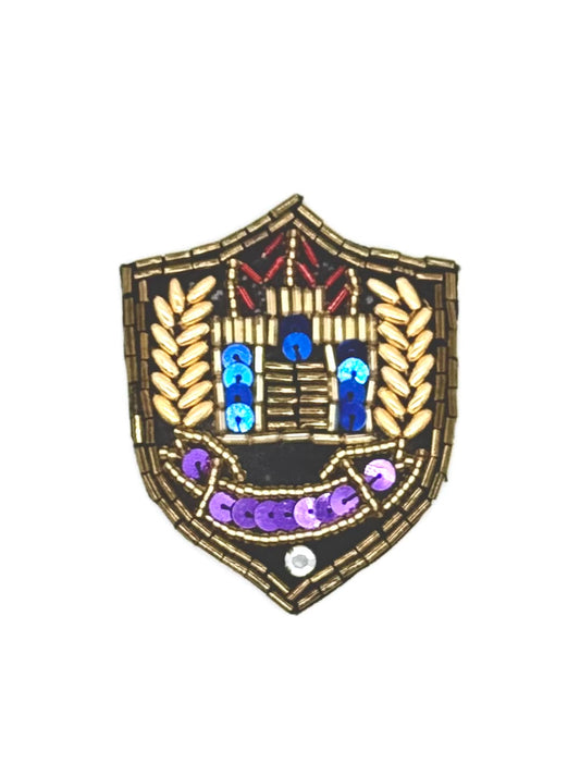 Parche Emblema con Cuentas Doradas, Lentejuelas y Diamantes de Imitación 2.25" x 3"