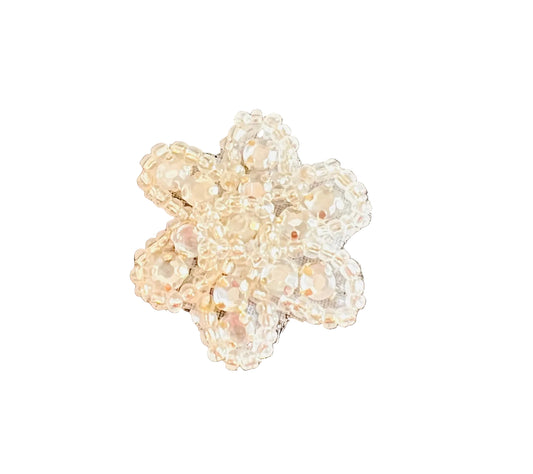 Flor con Cuentas Plateadas y Diamantes de Imitación Acrílicos 1"