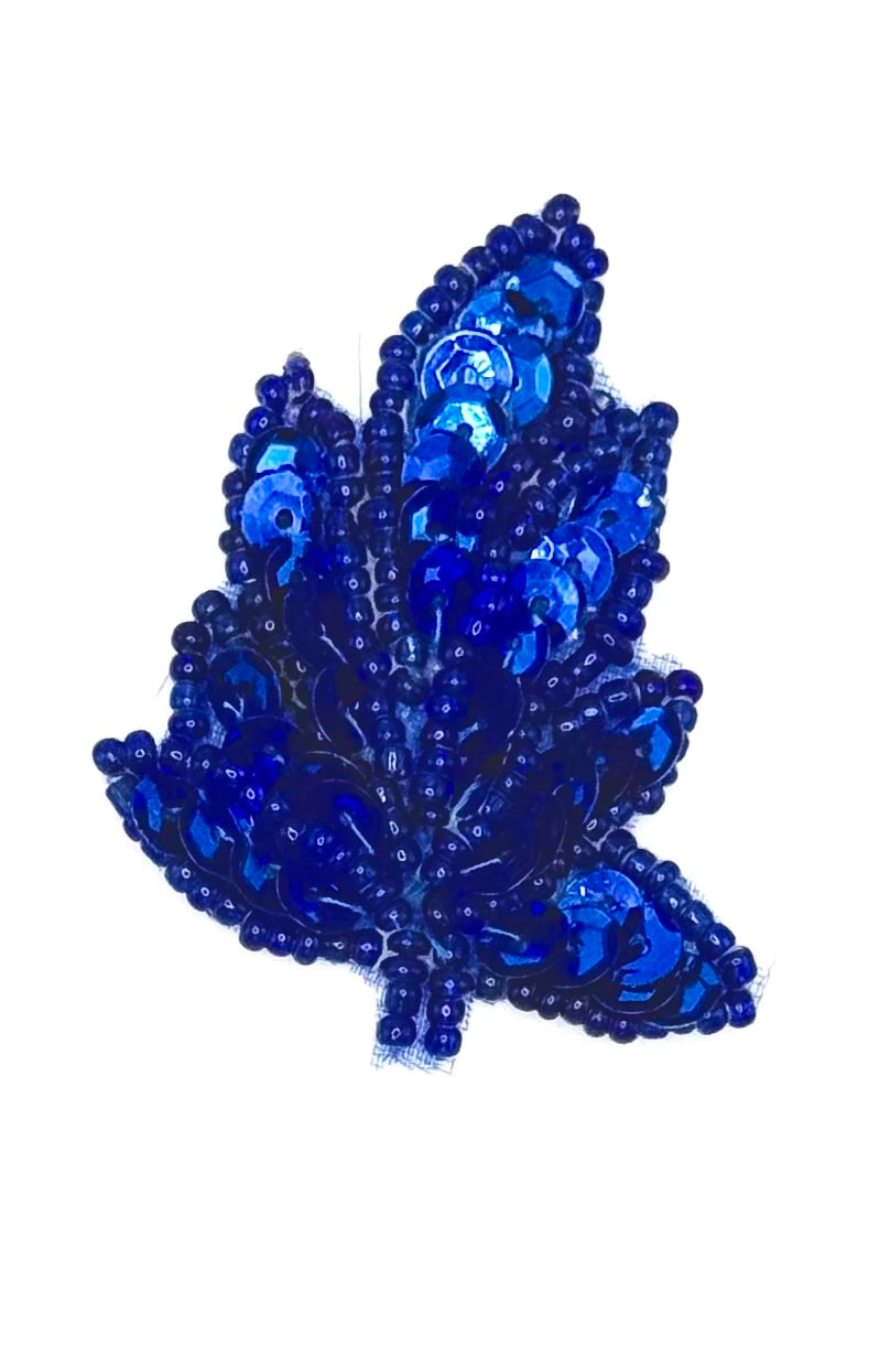 Hoja Par o Individual con Lentejuelas y Cuentas Azul Rey 2" X 1.5"