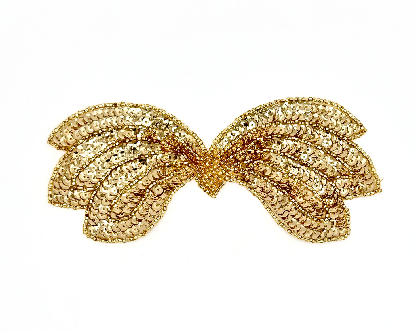 Bow with your Choice of Gold or Ivory Iridescent Sequins and Beads 6" x 2.75"