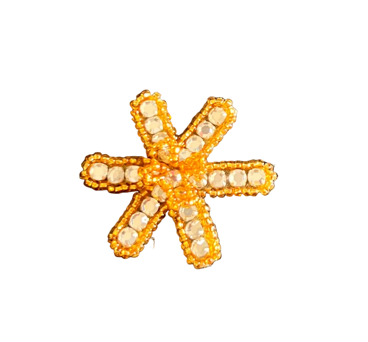 Flower with Gold Beads and High Quality Rhinestones 1.75"