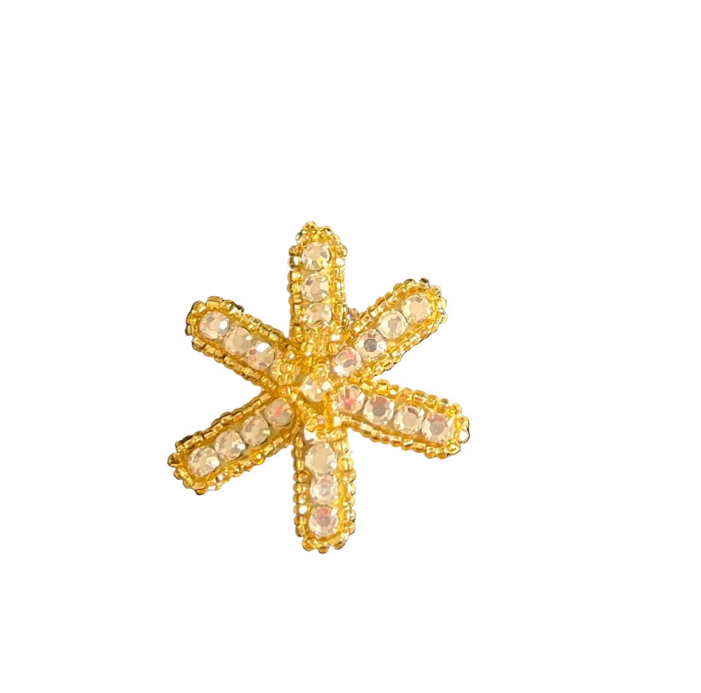 Flower with Gold Beads and High Quality Rhinestones 1.75"