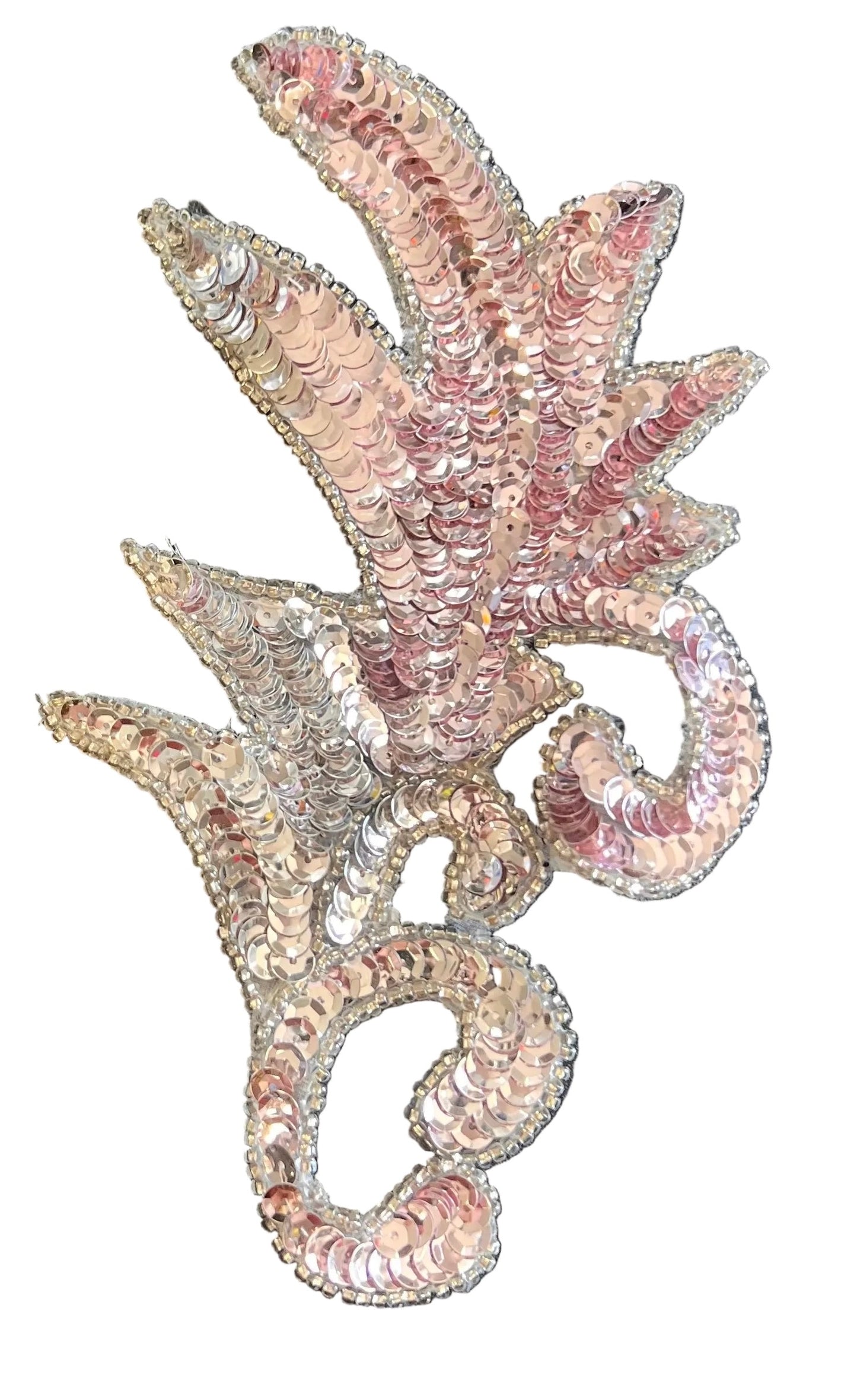Leaf Pair - Light Mauve Sequins - Beads 7.5” x 4.25"