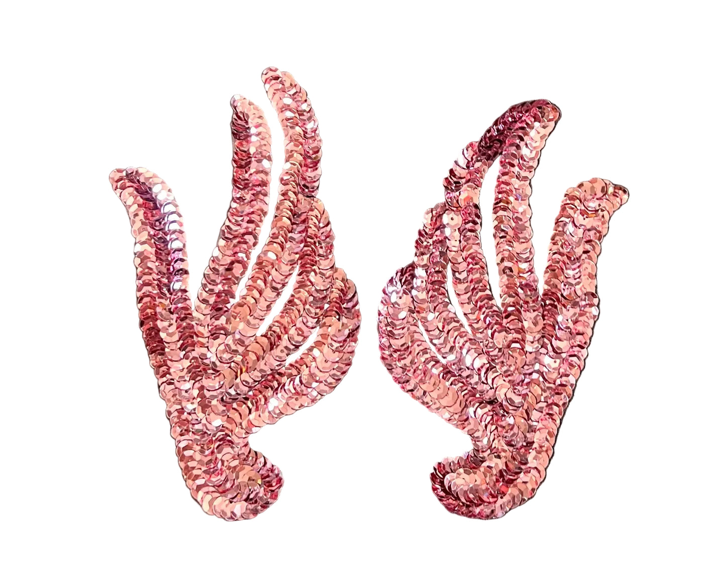 Leaf Pair with Choice of Pink Sequins* 6" x 3"