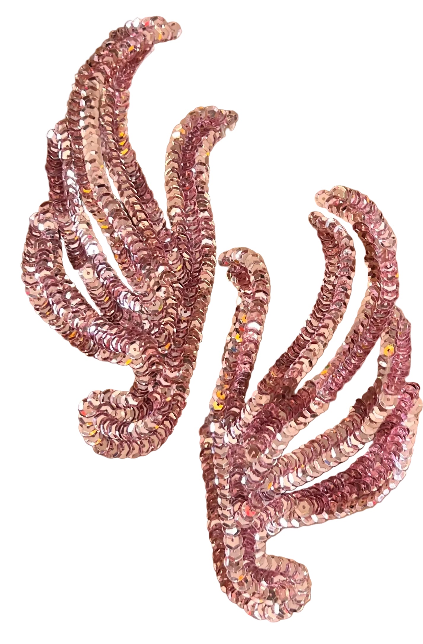 Leaf Pair with Choice of Pink Sequins* 6" x 3"