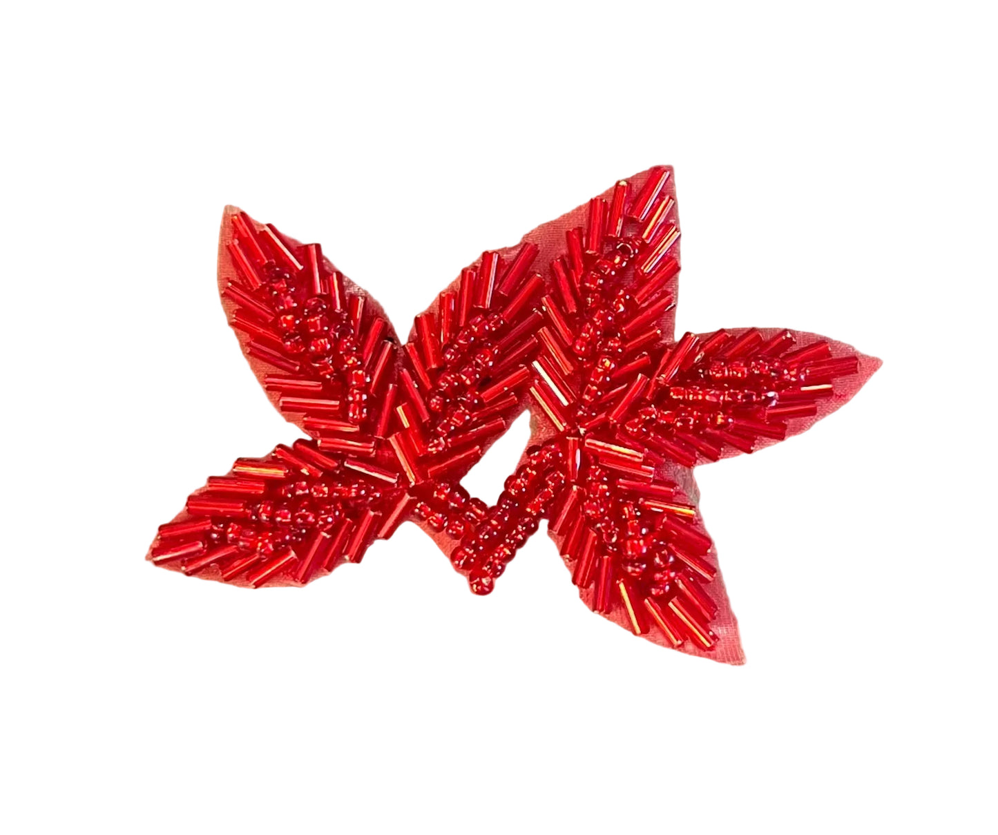 Hoja con cuentas rojas 3.5"
