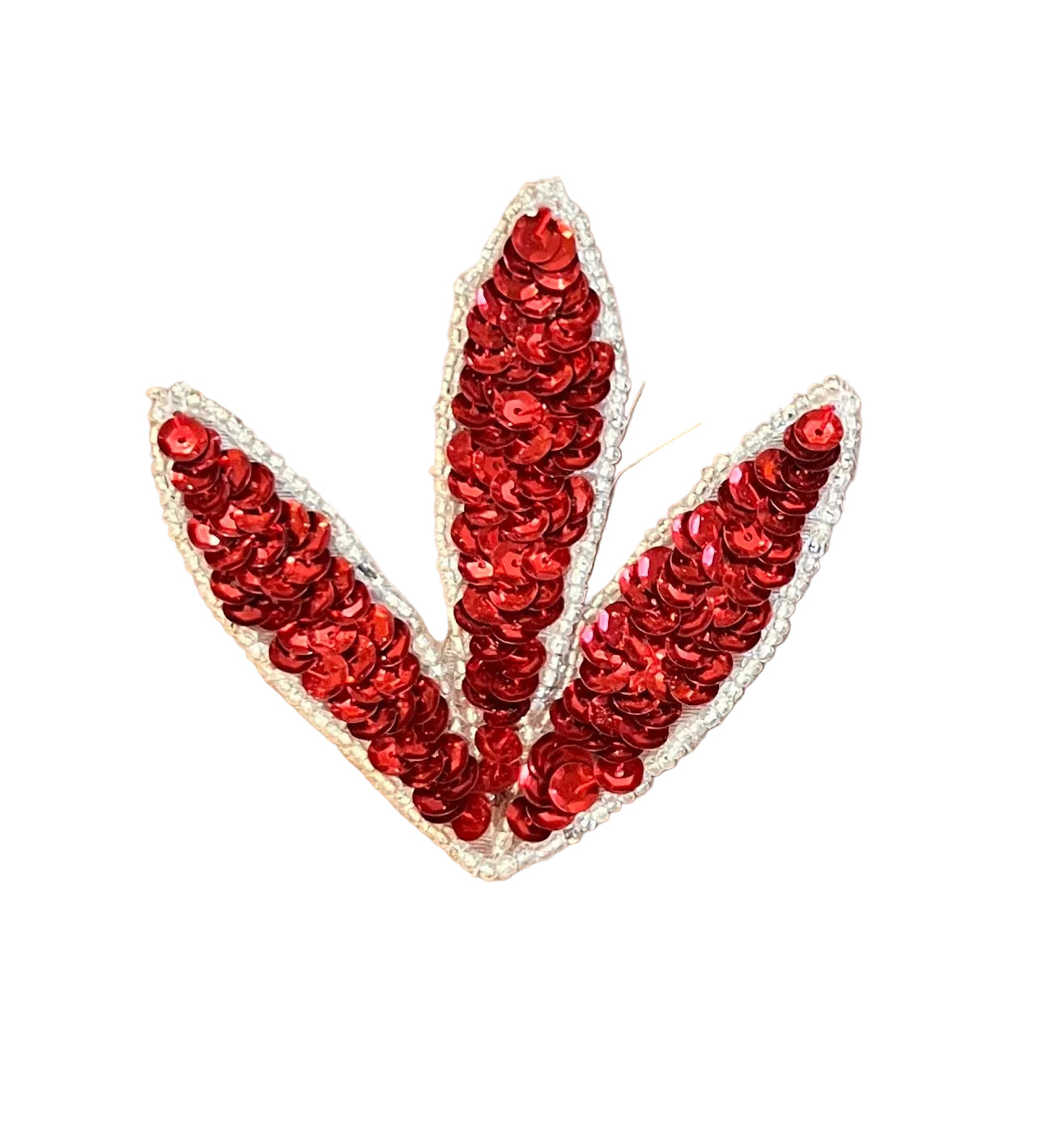 Elección de Color Triple Hoja con Lentejuelas y Cuentas Plateadas 3" x 2"