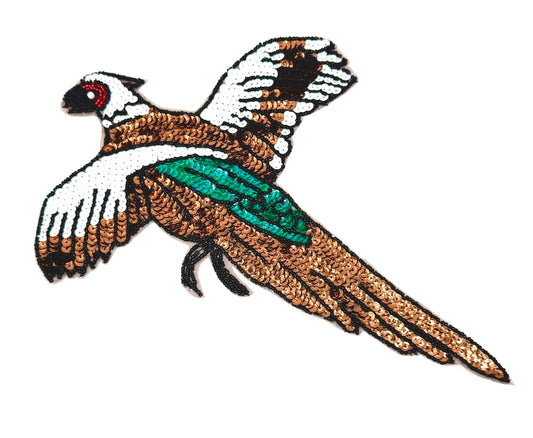 Pheasant with Multicolored Sequins and Beads 12" x 7.5"