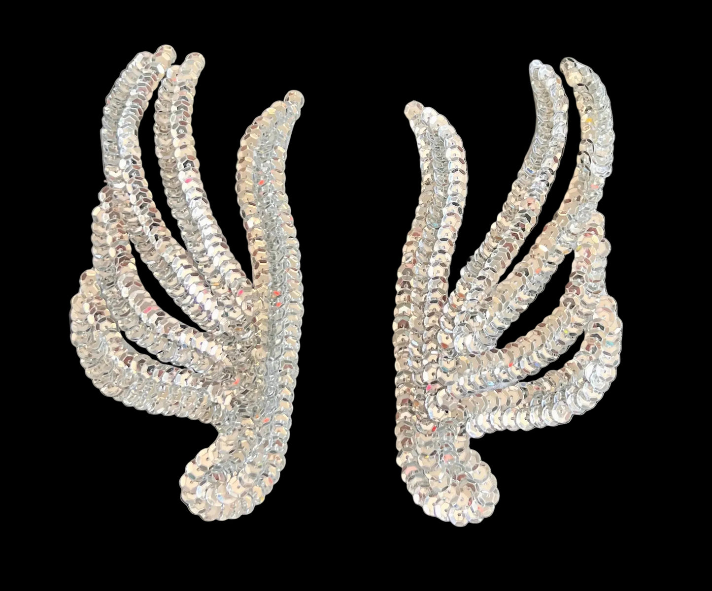 Leaf Pair with Silver Sequins 2.5" X 5.5"