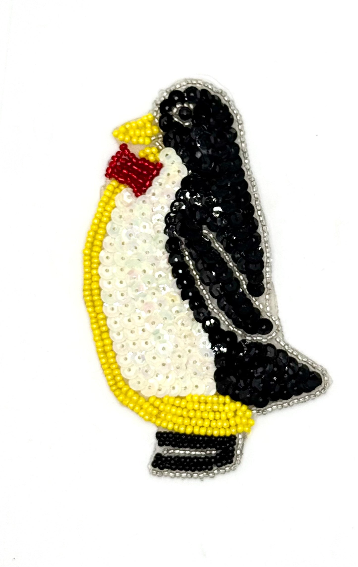 Pre-Glued Penguin with Yellow Beads and Black Sequins 4.5" x 2.5”