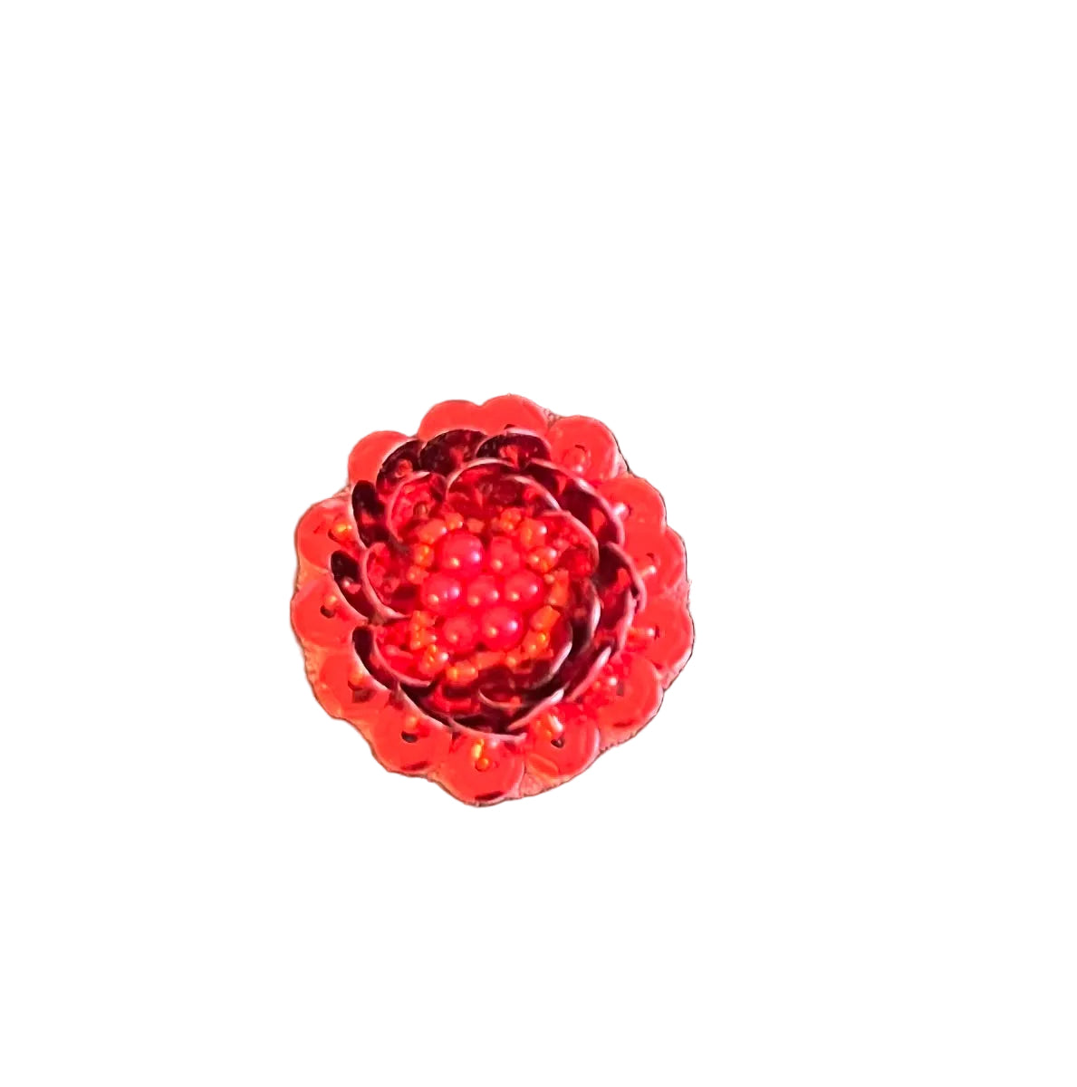 Flor de lentejuelas rojas con cuentas de 1.25"