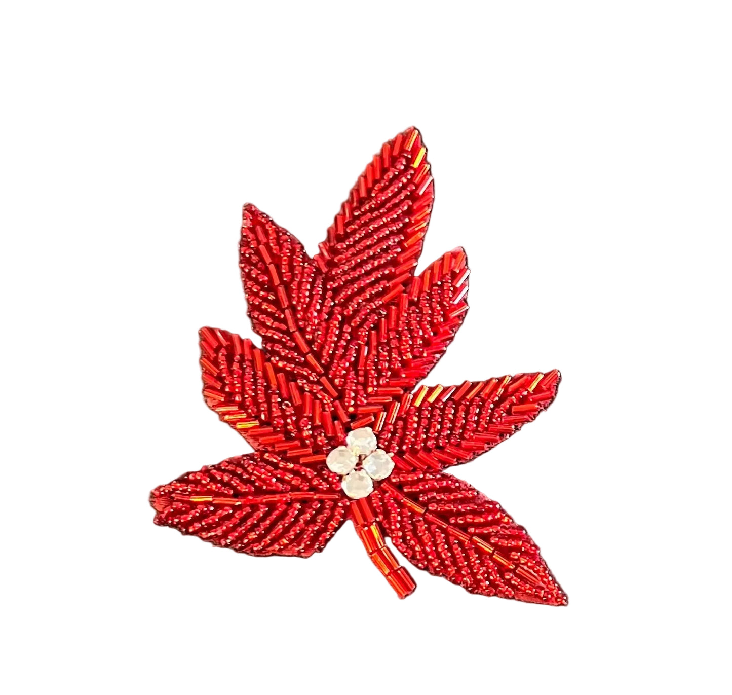 Par de flores rojas con abalorios y pedrería 4" x 3"