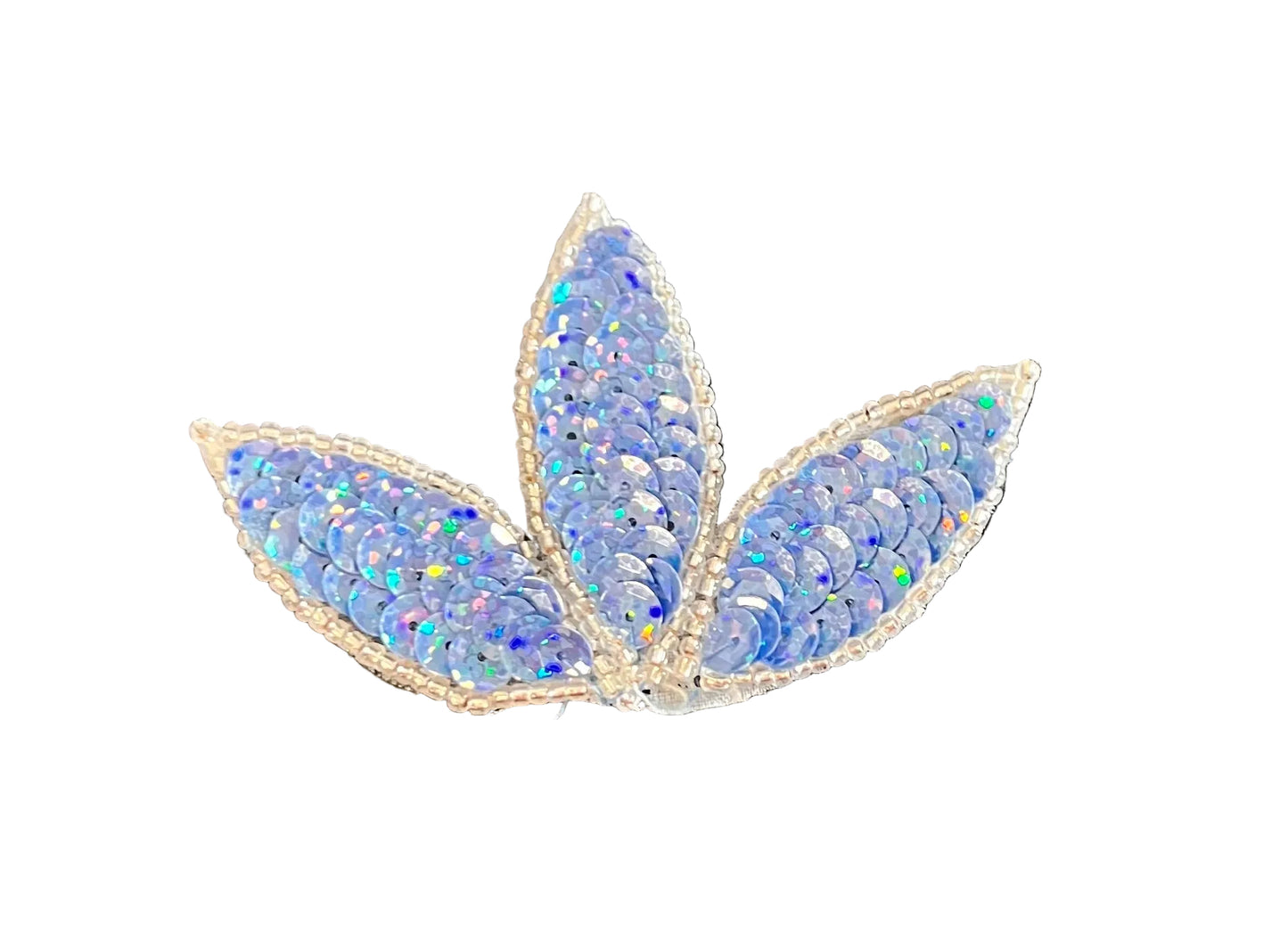 Elección de hoja con luz láser de foco o lentejuelas azul oscuro y cuentas plateadas de 3.25" x 2.25"