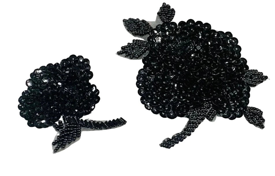 Flower and One Pair of Matching Appliques 2" & 3.5"
