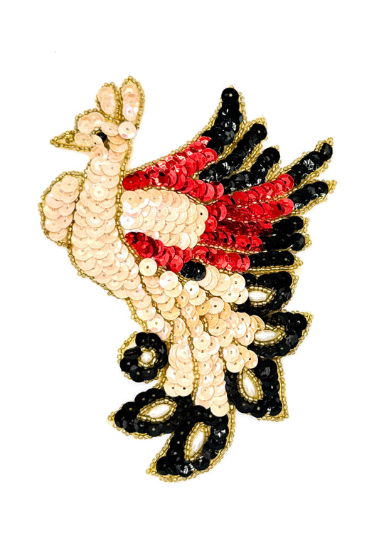 Bird Appliqué with Sequins and Beads 5.5" x 4"