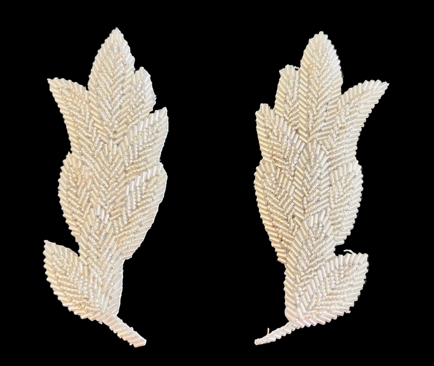 Leaf Pair with Silver Beads 5.5" x 2"