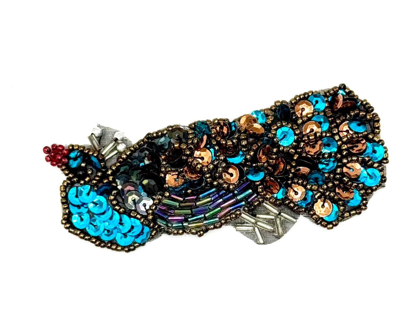 Peacock - Multi-Colored Sequins and Beads 3.75" X 1.5"