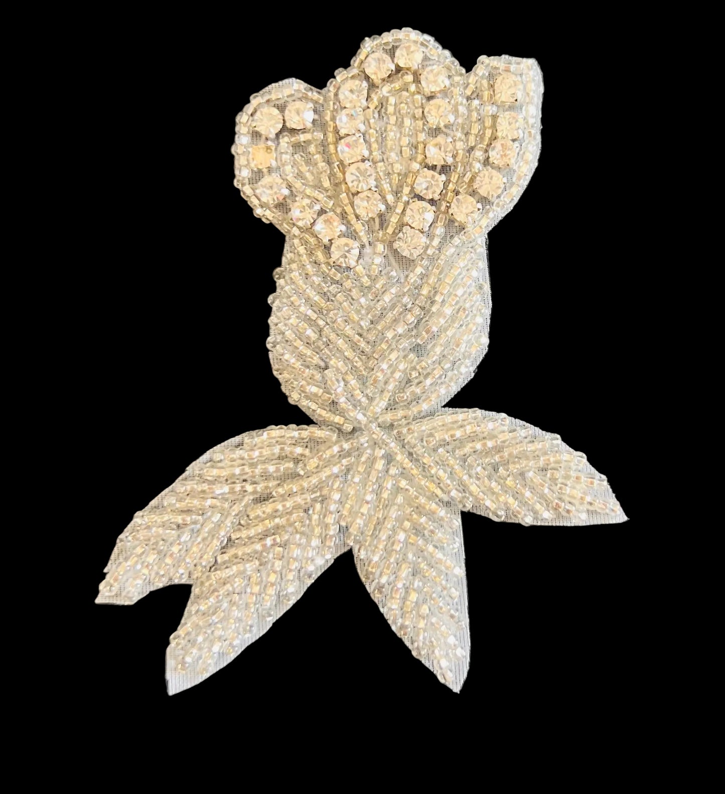 Flower Vintage Rhinestone and Beaded 4" x 3"