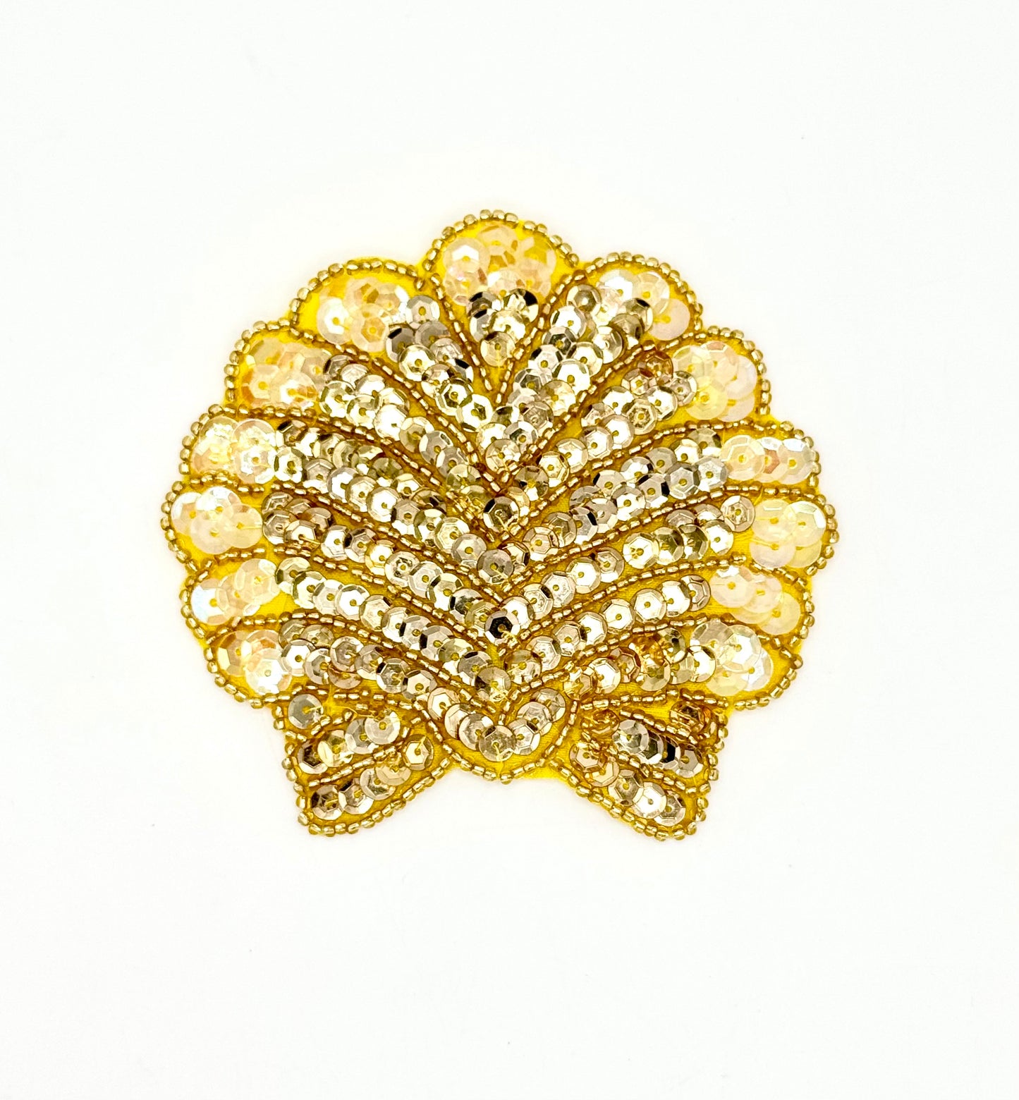 Seashell Appliqué - Gold Sequins/Beads 3.5" x 3.5"